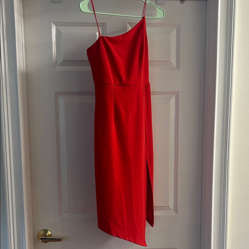 Elegant Red Asymmetrical Dress from Princess Polly
